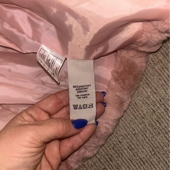 Calvin Klein Blush Pink Kids Faux Fur Coat - Picture 5 of 7